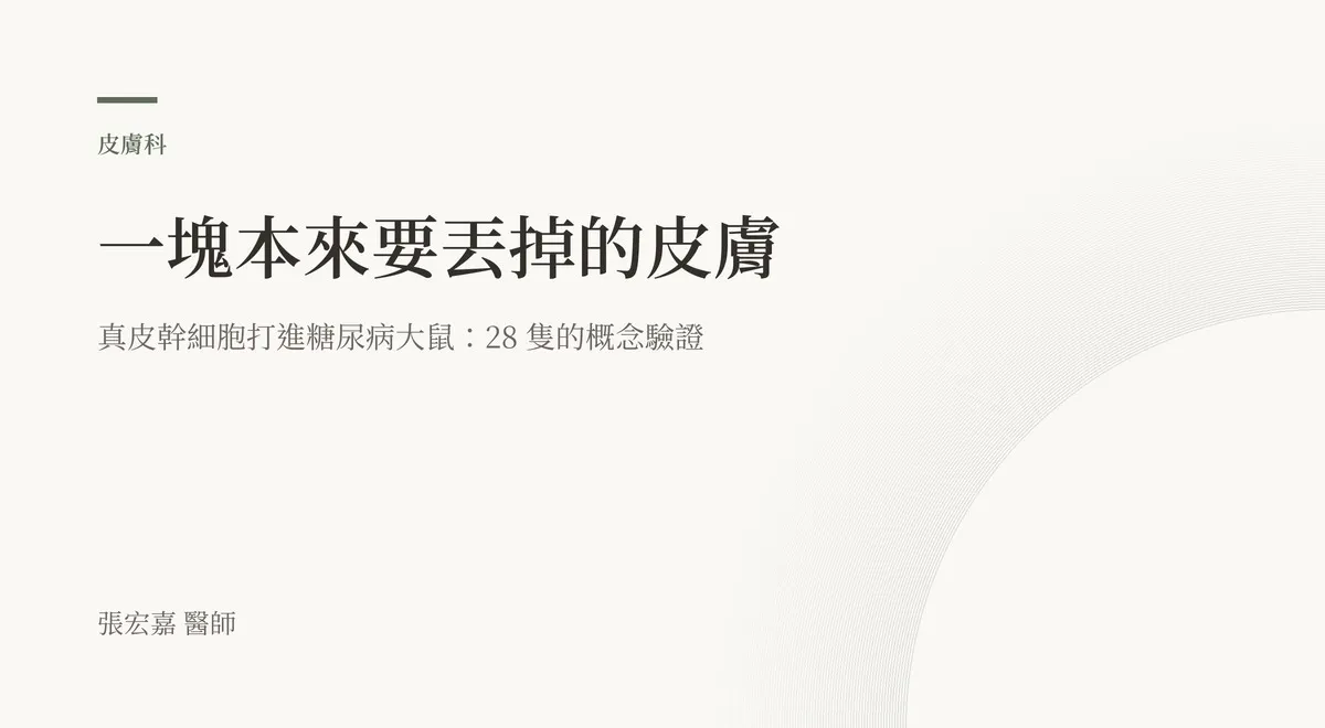 一塊本來要丟掉的皮膚:真皮幹細胞打進糖尿病大鼠,28 隻的概念驗證