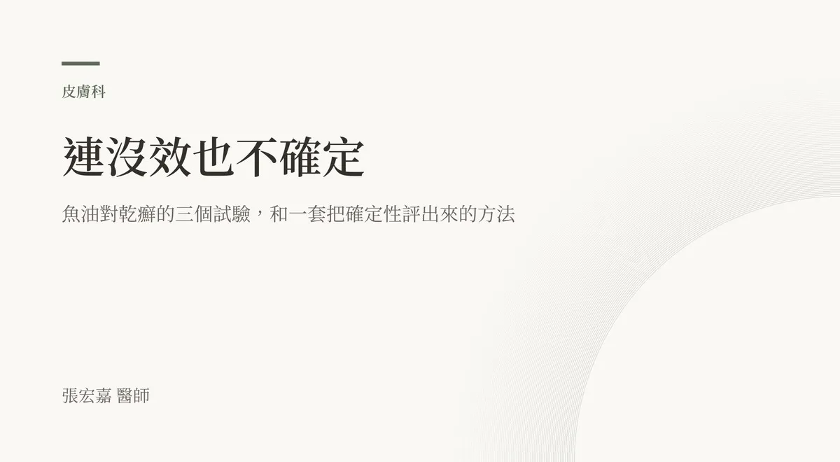 連沒效也不確定：魚油對乾癬的三個試驗，和一套把確定性評出來的方法